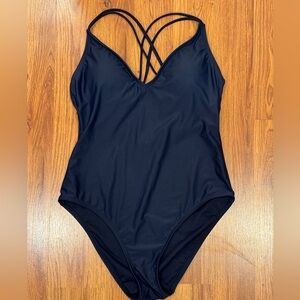 NWOT Hurley Women Navy Blue One-Piece Swimsuit, L